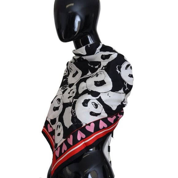 Dolce & Gabbana Elegant Panda Print Silk Men's Scarf - Picture 2 of 6